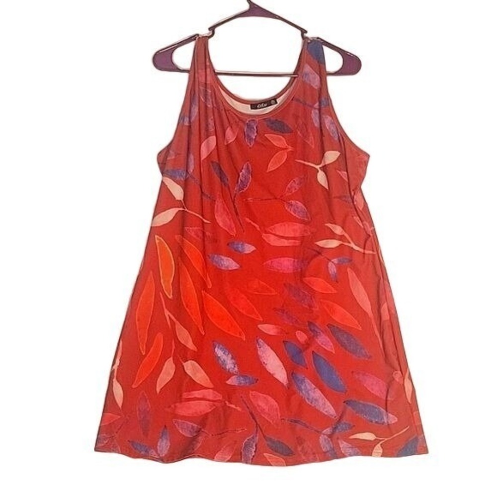 Lily by Firmiana Sleeveless‎ Dress Casual Leaf Print Tank Dress 2XL
